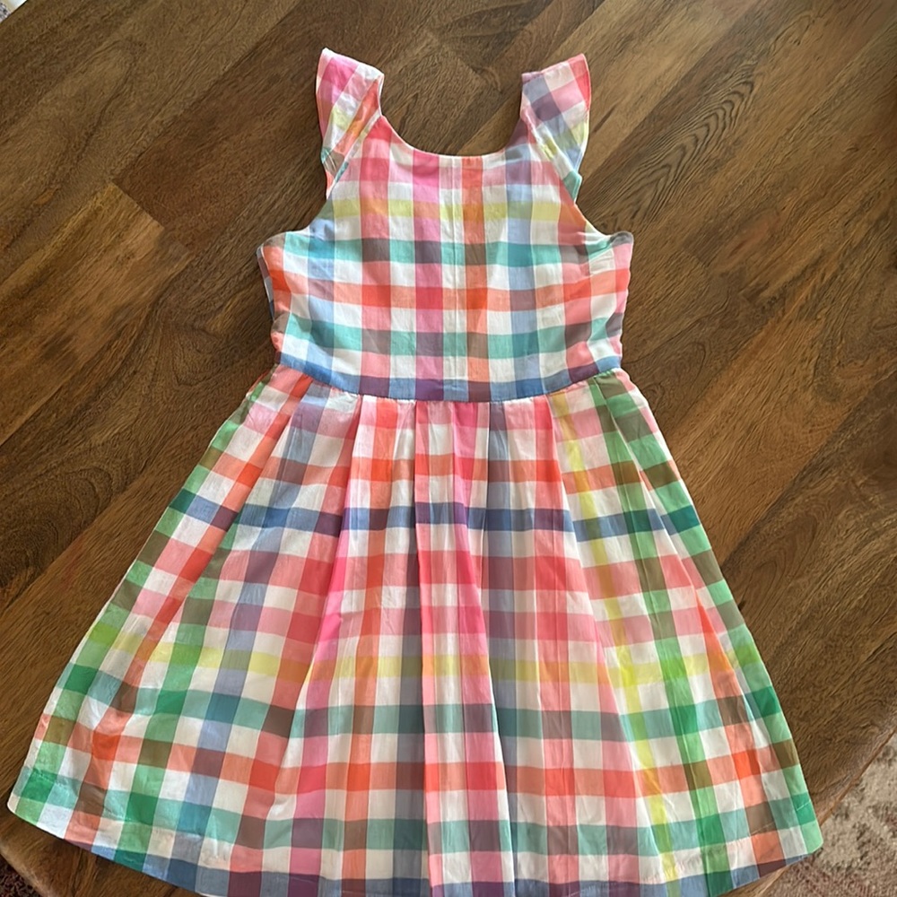 Girls’ size M (7) Crewcuts multicolored checkered cotton dress (with lining)